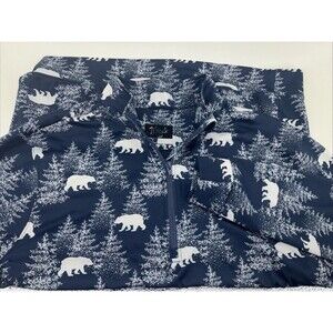 Waggle Performance Golf Pullover Blue Polar Bear Print Top Men L  Zip Stretch